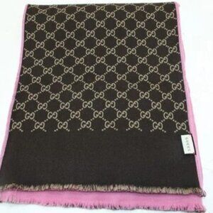 Gucci GG Guccissima Wool & Silk Scarf 35 X 180CM - Brown/Pink